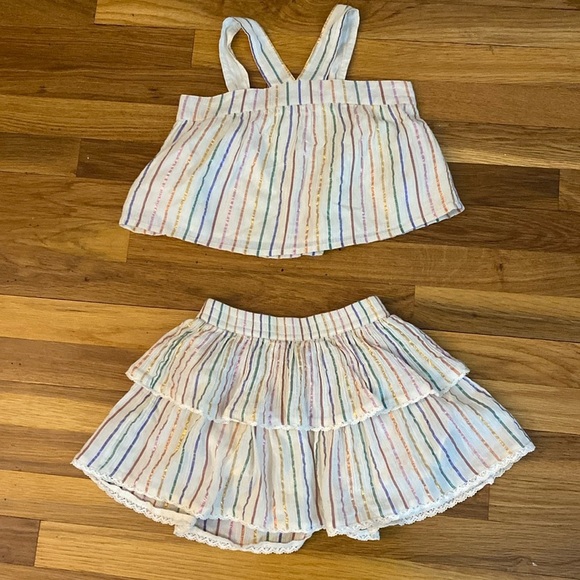 GAP Girls Multicolored Striped Skirt and Shirt Matching Set Size S